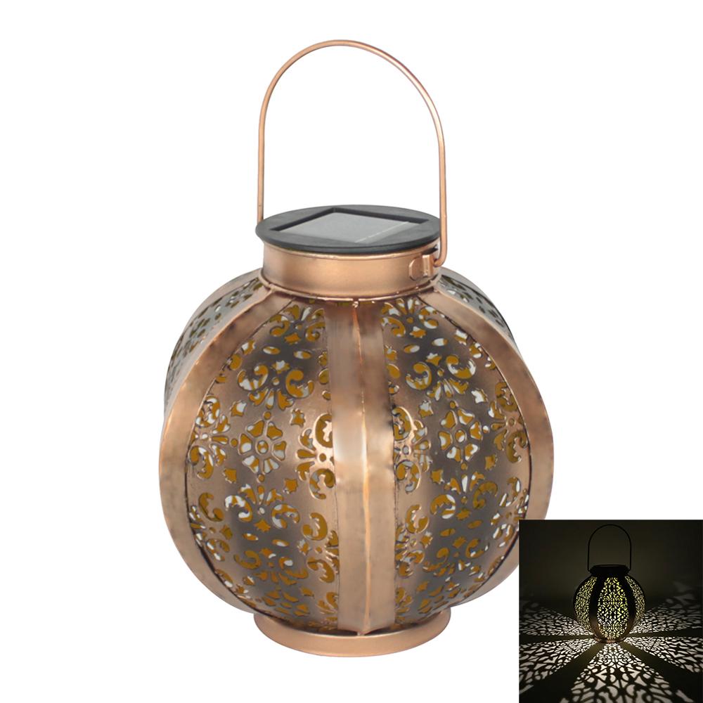 Retro trädgård solar lampa uthålad skog skugga lykta hängande ihålig lampa belysning utomhus vattentät landskap lampa: Sexkantig form