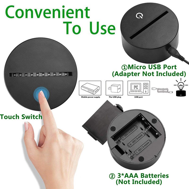 Luz nocturna de ilusión óptica 3D, 7 LED, lámpara que cambia de Color, suave y fresca, segura, solución para niños, pesadilla, baloncesto y Deporte