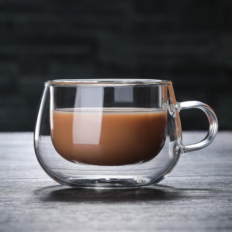 Drinking Glass Tea Cups Double Wall Layer Tea Cup Heat-resisting Round Double Glass Juice Mug Milk Coffee Cup Drinkware