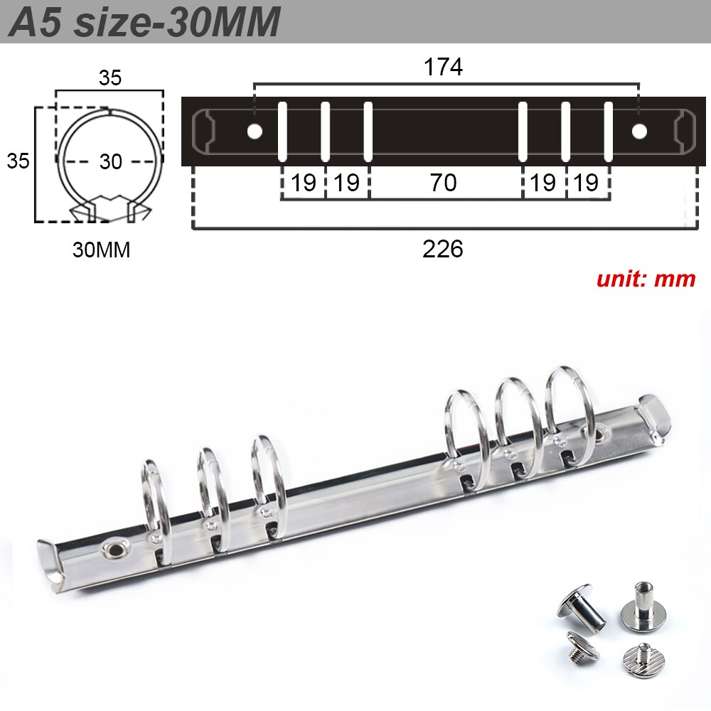 Fromtheon Metal Spiral Rings Binder Clip with Screw Diary Notebook Planner Binding Ring A5A6 Persoanl A7 Binder Clip File Folder