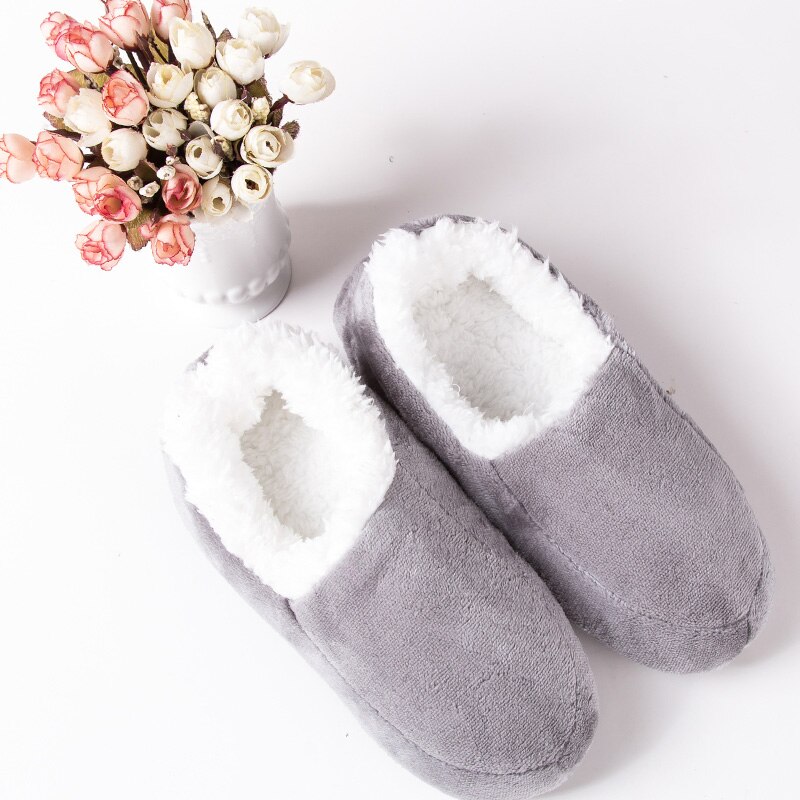 Zapatillas de casa de felpa para mujer, zapatos de aislamiento suave, cálidos, de interior, talla grande 48, Invierno: grey1 / 8,5