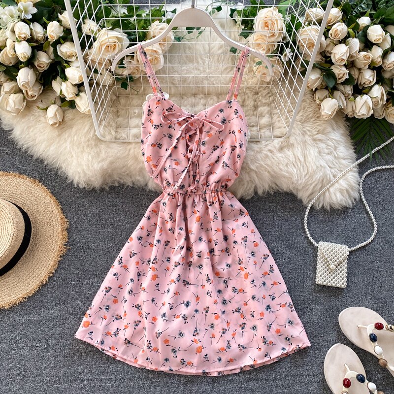 Mono individual Floral de verano para mujer, monos playeros Vintage estilo bohemio, pantalones fruncidos de pierna ancha cortos, monos con estampado de gasa: pink