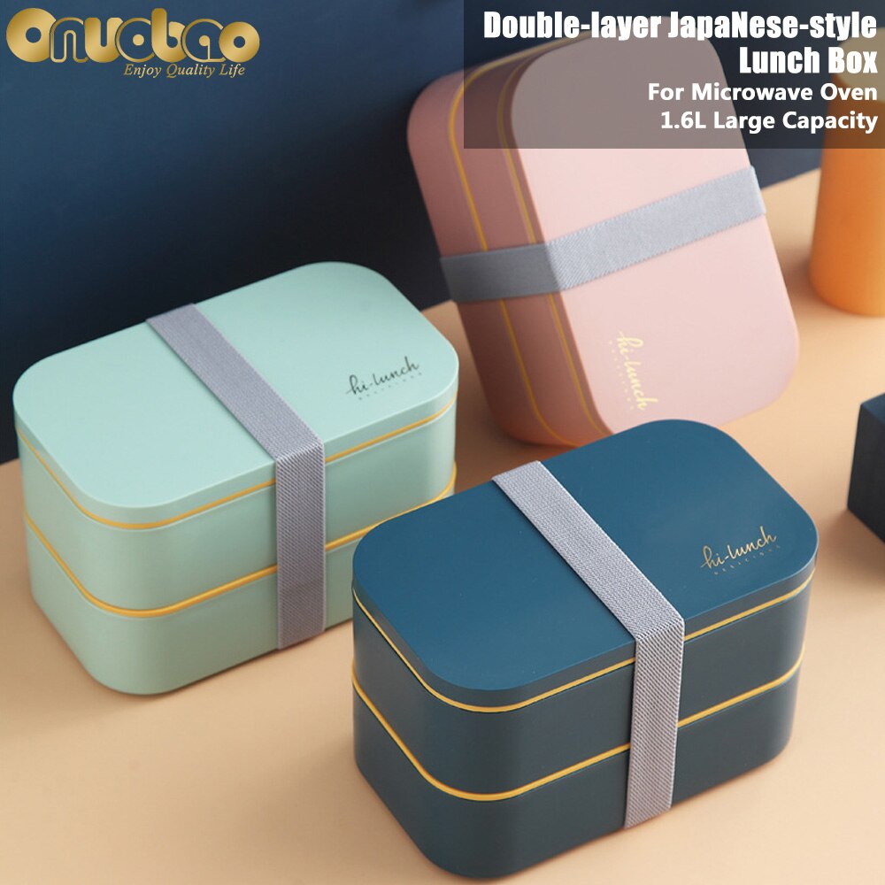[Onuobao] Double-Layer Lunchbox Japanse Stijl 1.6L Grote Capaciteit Geschikt Voor Magnetron