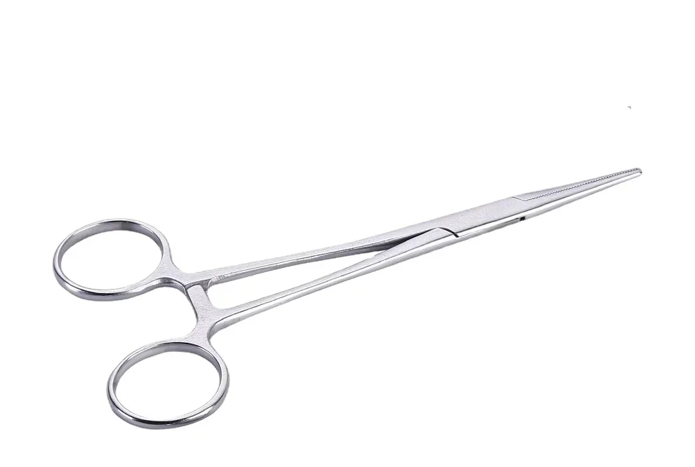 Roestvrij staal gebogen punt en rechte punt pincet Vergrendelingsklemmen Hemostatische arteriële pincet Klem Vishaaktang: WHITE