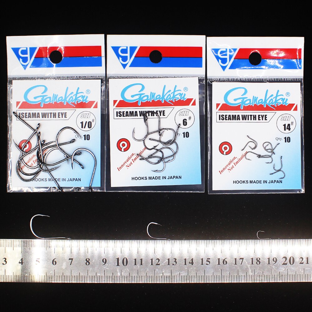 gamakatsu Fishing Hook 10pcs/lot Iseama Circle Carp Eyed Fishing Hook Size 1/0-14# Ring eye Japan Fishhooks Single Jig Hook