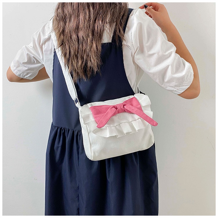 Leuke Uniform Tas Meisje Kleine Verse Canvas Enkele Schouder Messenger Kleine Tas