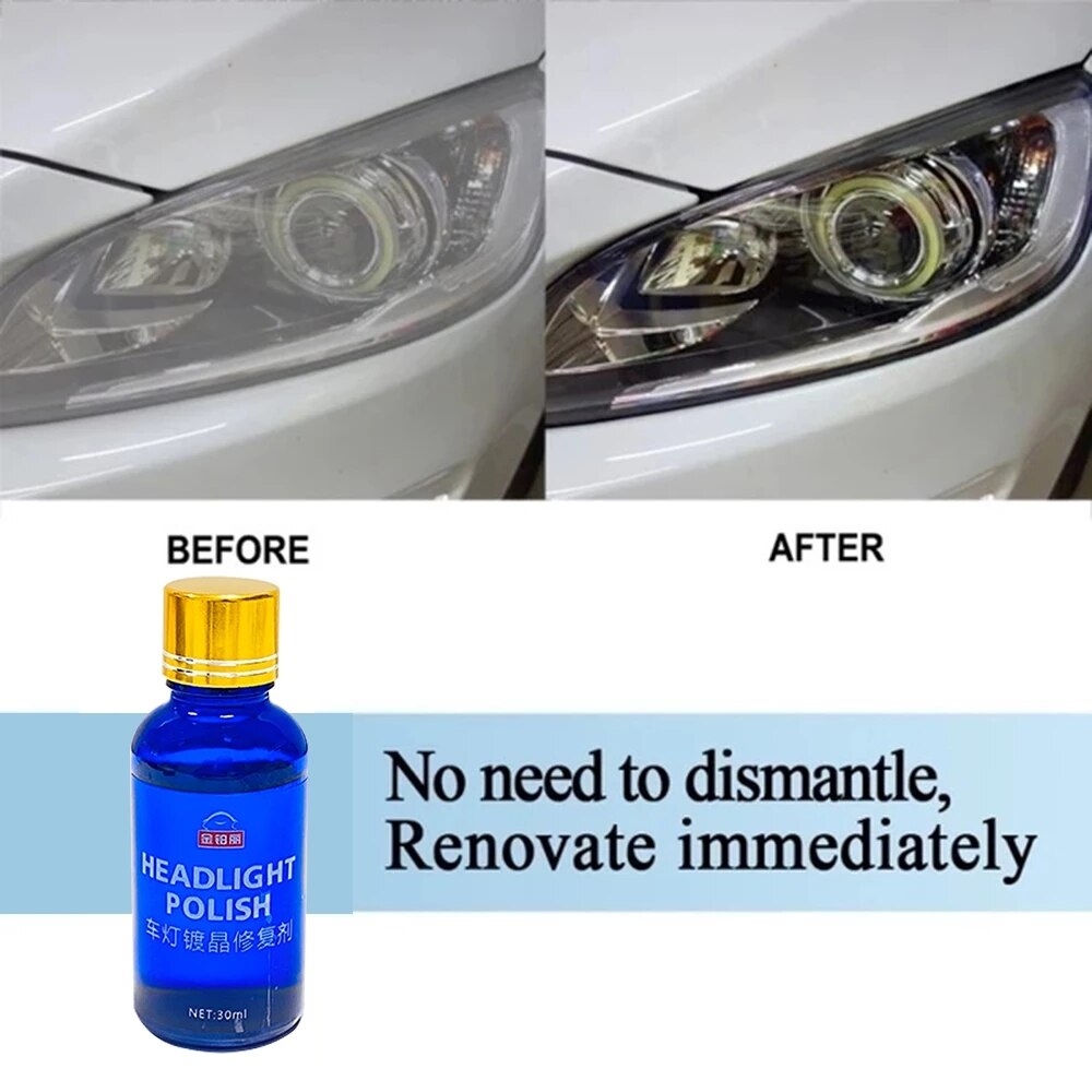 30ml auton kiillotus ajovalojen korjaus kunnostus nestemäinen auton valokorjausaine ikkunalasien puhdistusaine ajovalojen korjaus