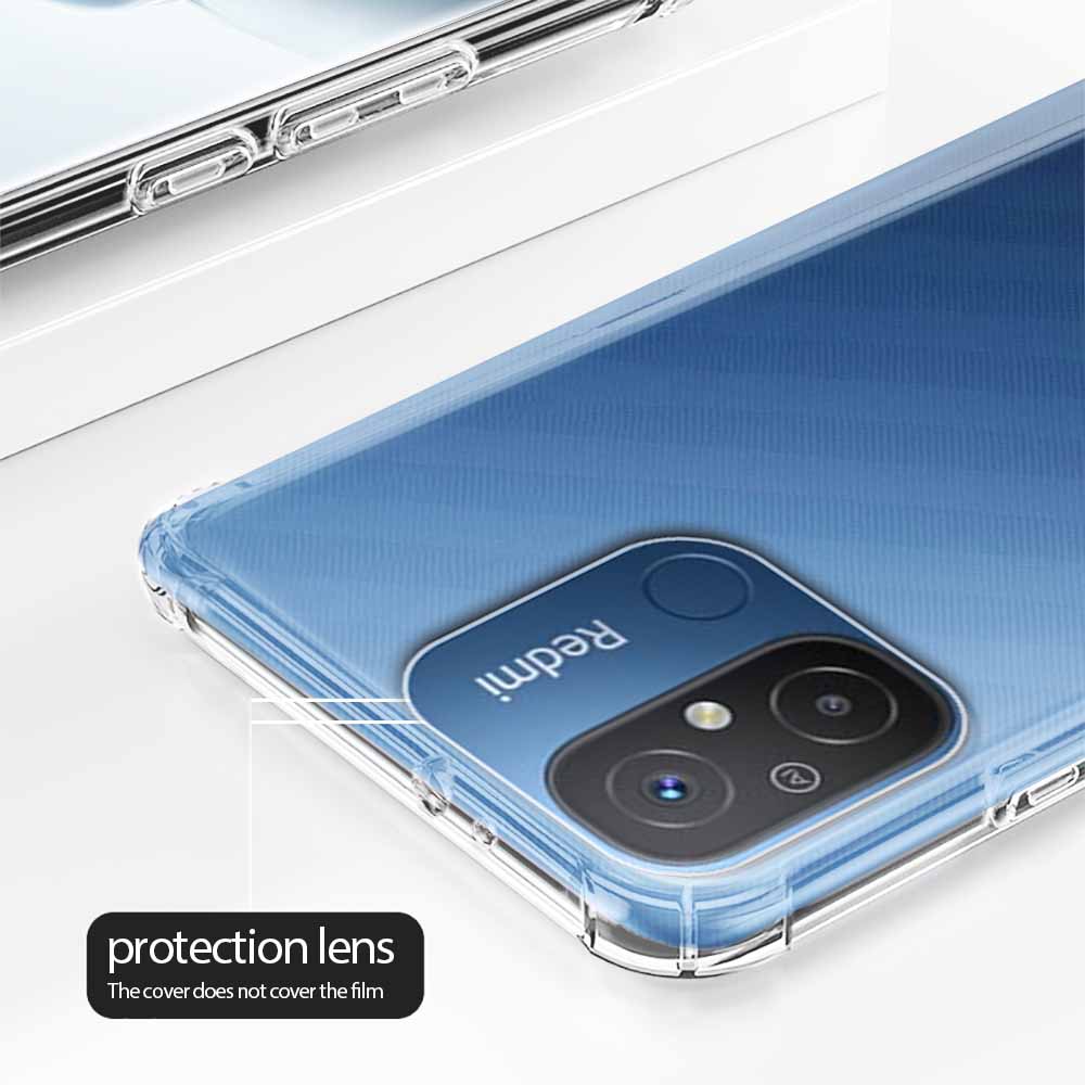 Xiaomi redmi 12c hoesje, schokbestendige transparante cover, redmi 12c 12 c c12 redmi 12c 4g gehard glazen cameralensfolie, siliconen fundas