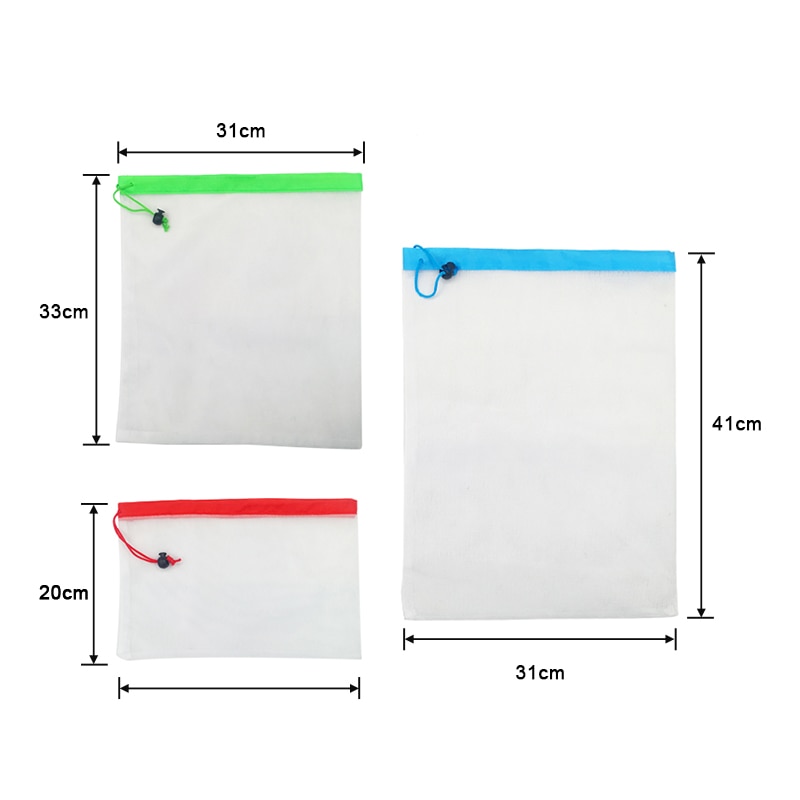 5pcs/lot Reusable Mesh Produce Bags Washable Eco Friendly Bags for Grocery Shopping Storage Fruit Vegetable Toys Sundries Bag