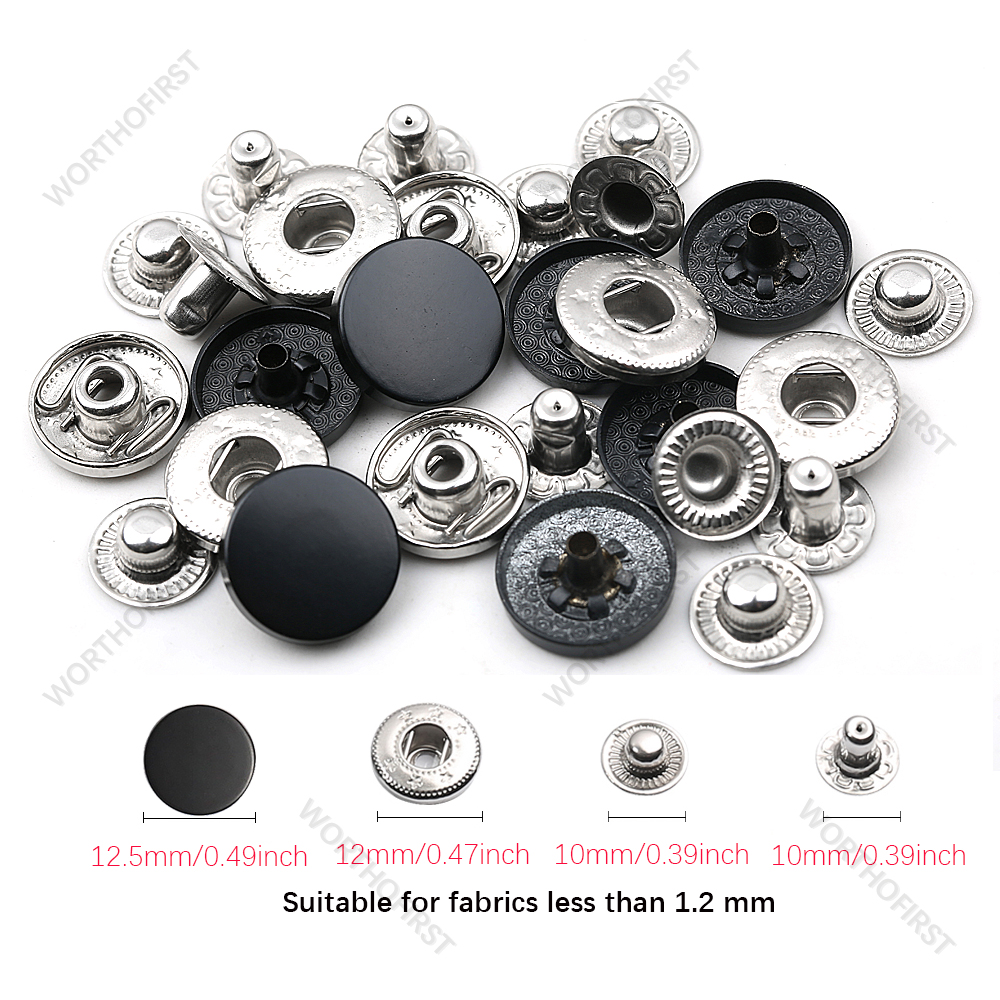 Neue Leder Druckknöpfe, 12,5mm schwer Pflicht schnappen Befestigungen, 14 Farben Leder Schnappt für Kleidung, jacken, Jeans Trägt, Armbinde: 30setzt / Dumm Schwarz