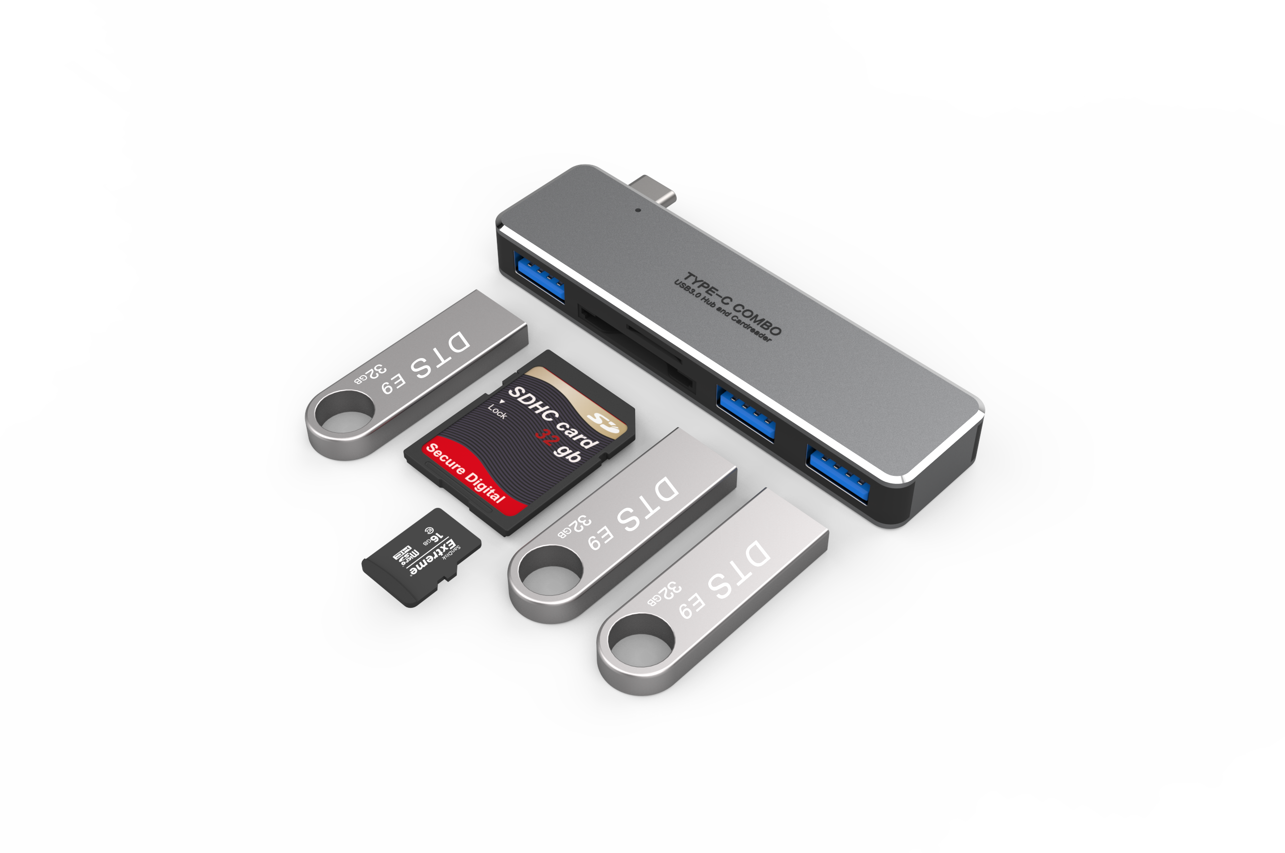 WITCHEE USB C Combo Laptop Docking Station Mini 3.0 USB Hub Card Reader for Laptop Macbook HP DELL Surface Lenovo Samsung Dock