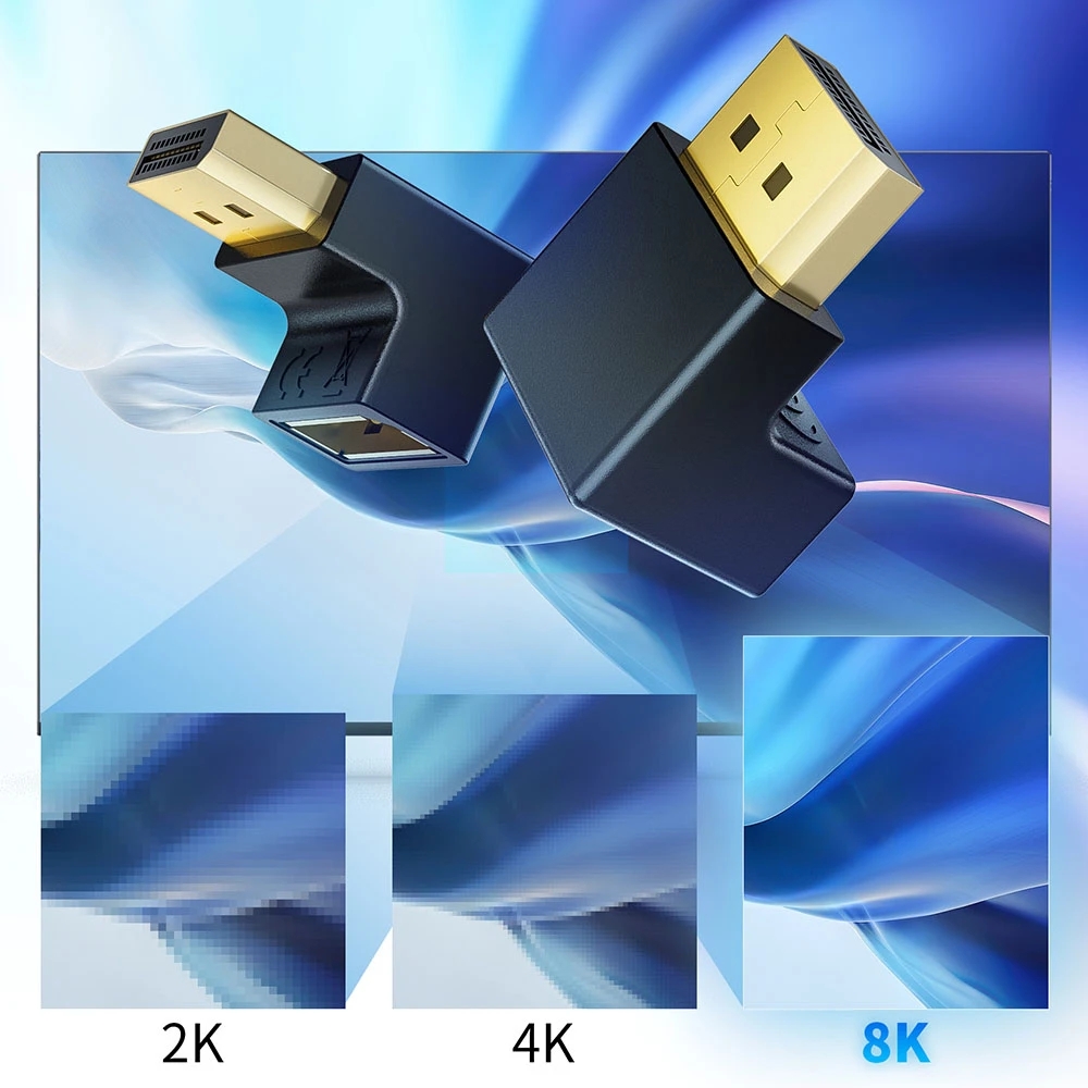 UP down Displayport adapter Right angled DP adapter 4k/60Hz 2K/144Hz pass through 90 degree Angle Displayport 1.2 converter