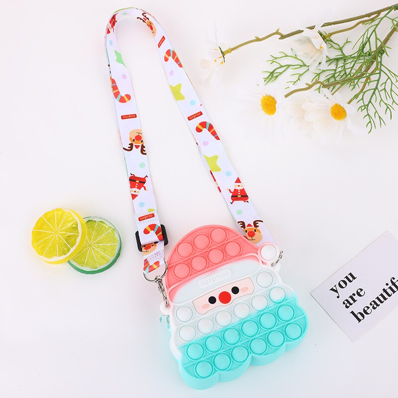 15 Styles Kids Girl Silicone Bubble Bag Lovely Cartoon Unicorn Cross Bag Multifunctional Change Storage Bags Coin Purses: N