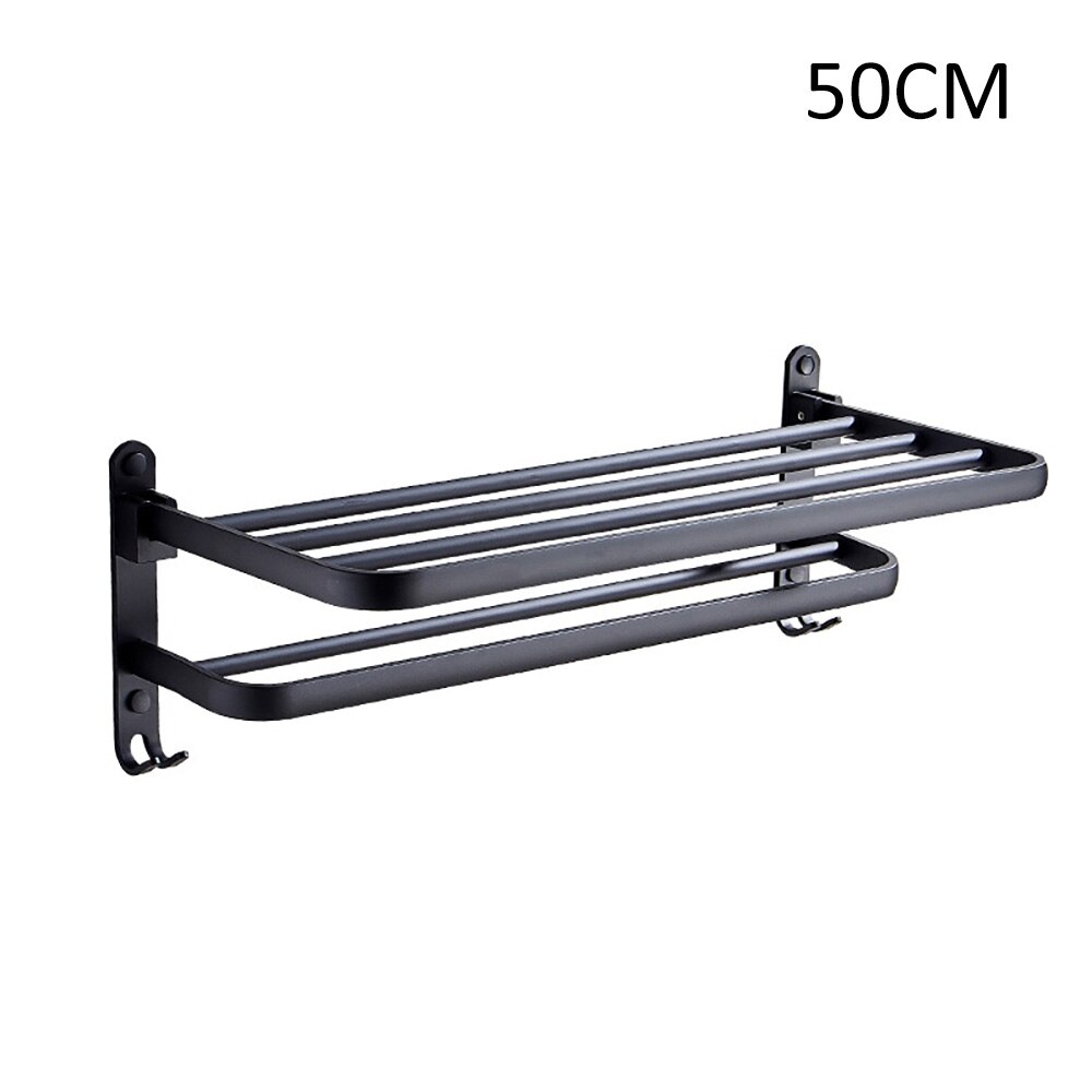 Bathroom Towel Rack Black Aluminum Organizer Hange... – Grandado