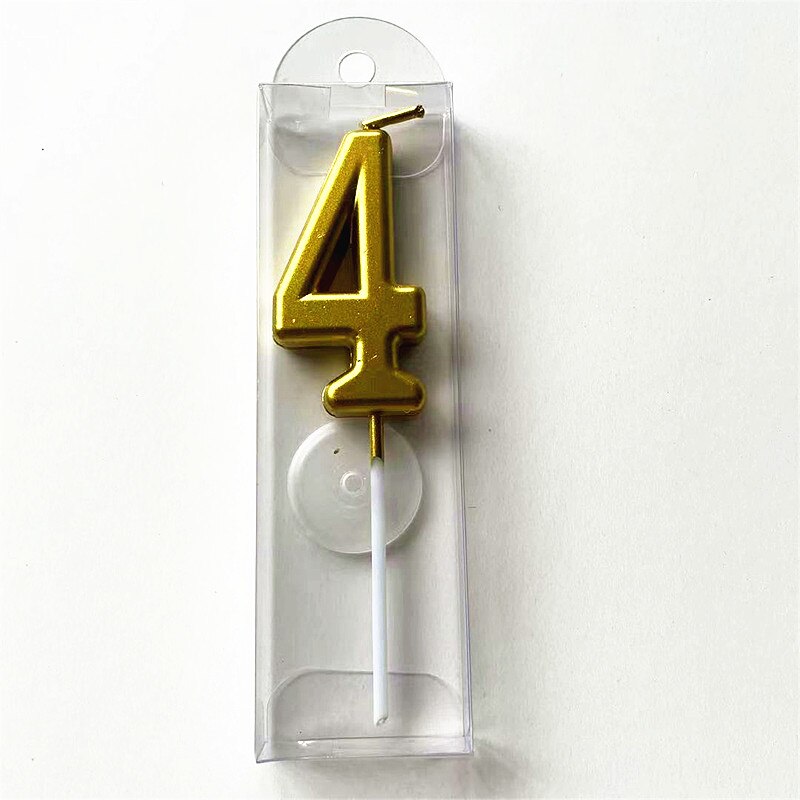 Gold Number 0-9 Happy Birthday Cake Candles Cake Top Decorating Tools Decor Candles DIY Wedding Home Party Decor Number Candle: 4
