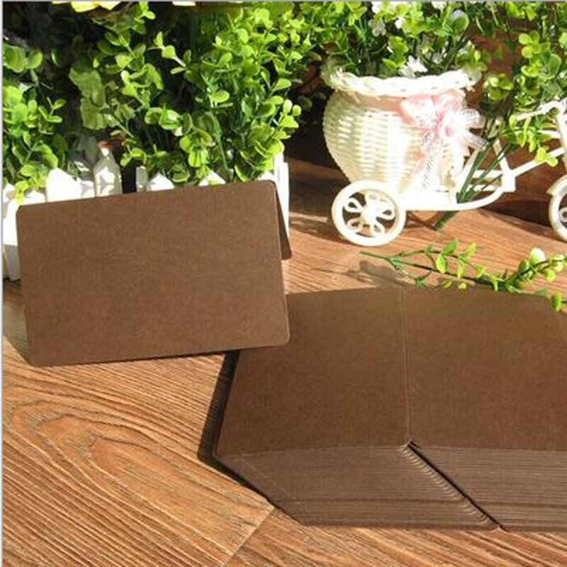100Pcs blank folded card DIY Colorful Paper Greeting Cards Card Painting Handmade Christmas Card 15x10cm: brown