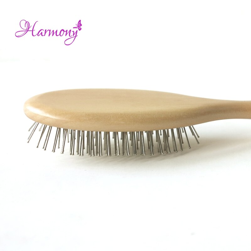 Harmonie – brosse à cheveux avec manche en bois, 20 pièces/lot, peigne de massage naturel avec dents en acier, brosse pour Extensions de cheveux, pour usage en Salon