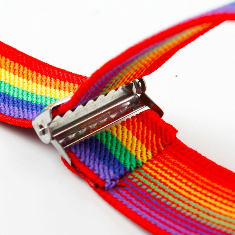 Tira de arcoíris para niños, cinturón de tirantes a rayas de colores, cinturones anticaída con hebilla