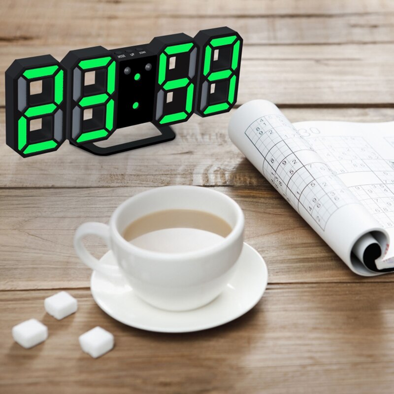 Bord 3d digital klokke alarm slumre hjemmerom dekal vekkerklokke moderne digital ledet bordklokke klokker 24 eller 12- tidtaker