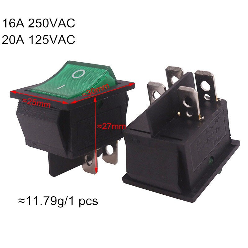4 Pin Rocker Switch 16A 250V/ 20A 125V AC Electrical Equipment Switches