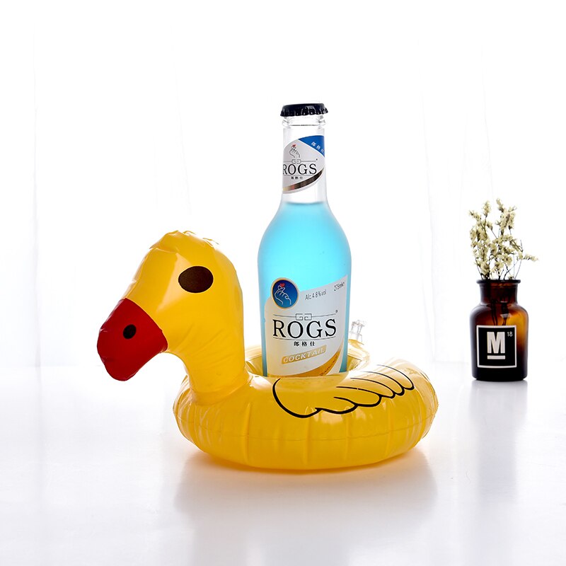 5 st/lot mini rosa flamingo uppblåsbar telefon dryck mugghållare flytande leksakspool kan festa badleksak