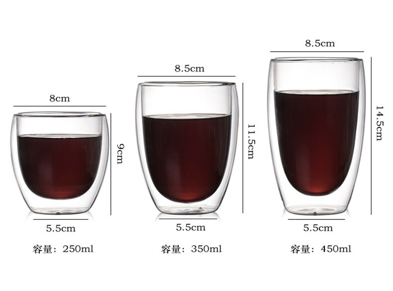 Transparante Double-Layer Isolatie Cup Warmte-Proof Anti-Freeze Melk Kopje Koffie Kopje Thee Cup Drankkop ijs Cup