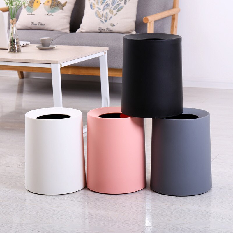 Plastic Trash Can Bathroom Waste Bin Toilet Dustbin Garbage Bin Double-layer Recycling Bucket Garbage Bin