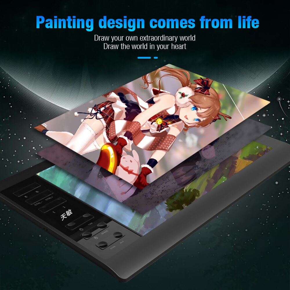 10x6 inch Digital Graphic Drawing Tablet with 8192 Levels Battery-Free Stylus Pen for Drawing Painting&amp;Game OSU Graphics Tablet