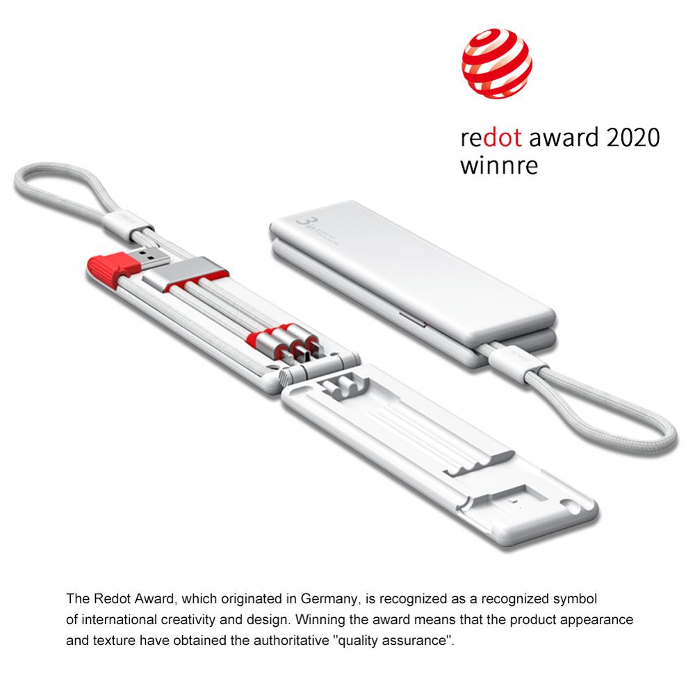 Caja Mágica de Cable de datos de tres-en-uno móvil Teléfono de carga rápida cargador de tres-Línea Tres usar Android de Apple dos-en-uno portátil: White