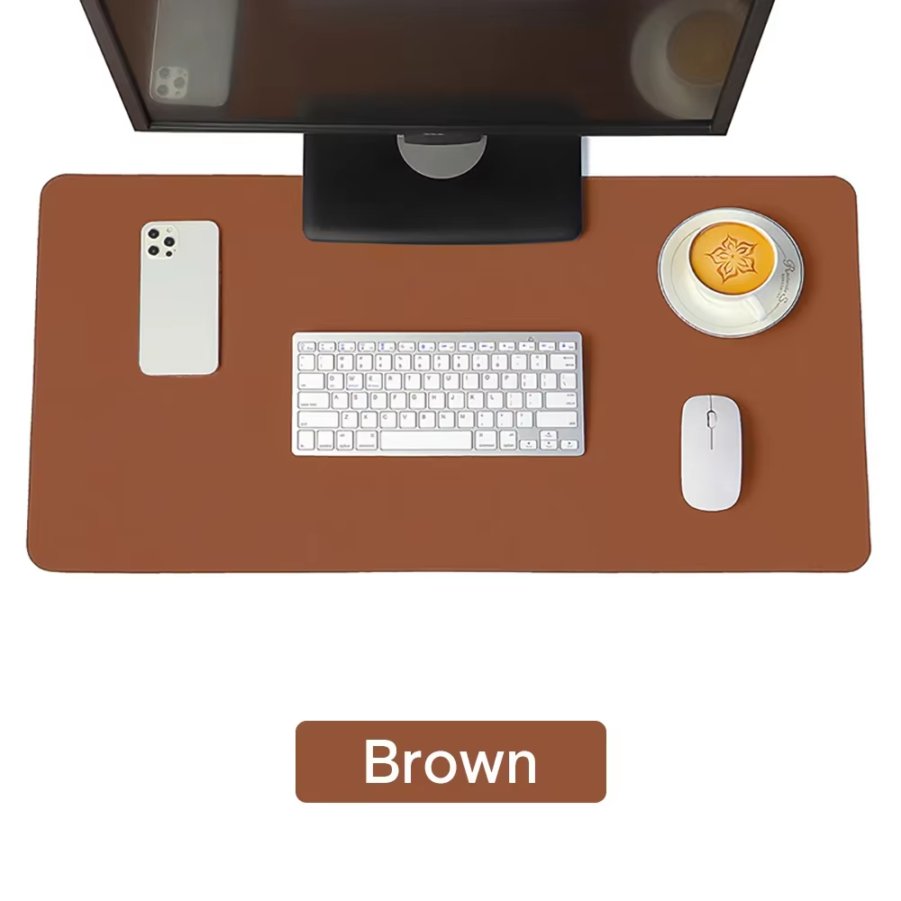 Large Size Office Computer Desk Protector Mat PU Leather Waterproof Non Slip Mouse Pad Desktop Keyboard Desk Pad Gaming Mousepad: 40x30 cm / Dark Brown