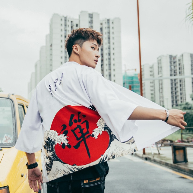 Män japansk kimono kofta män samuraj kostym kläder kimono jacka herr kimono skjorta yukata haori