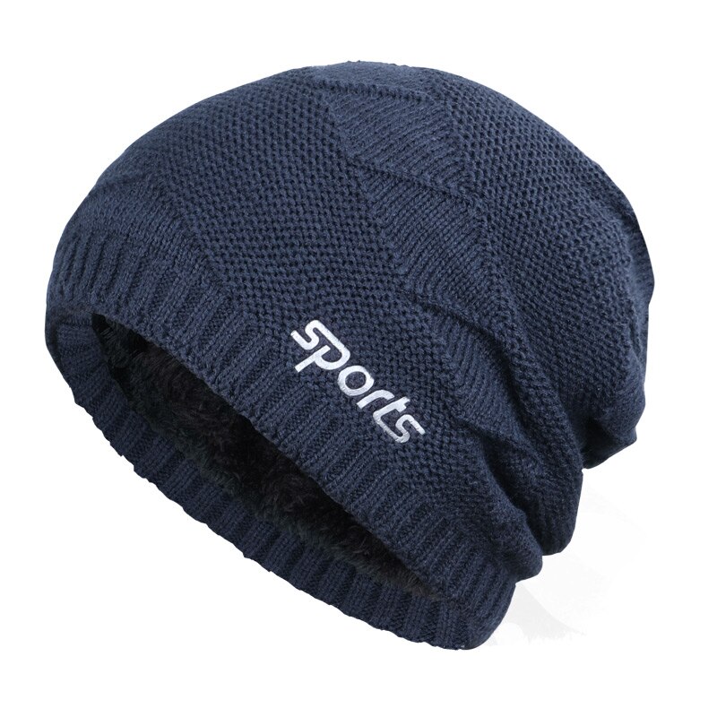 Vinter dame kasket herre kasket far hat sport unisex gorras populære mandlige skullies varm tyk hække kasket 2 stk sæt: Flåde -2