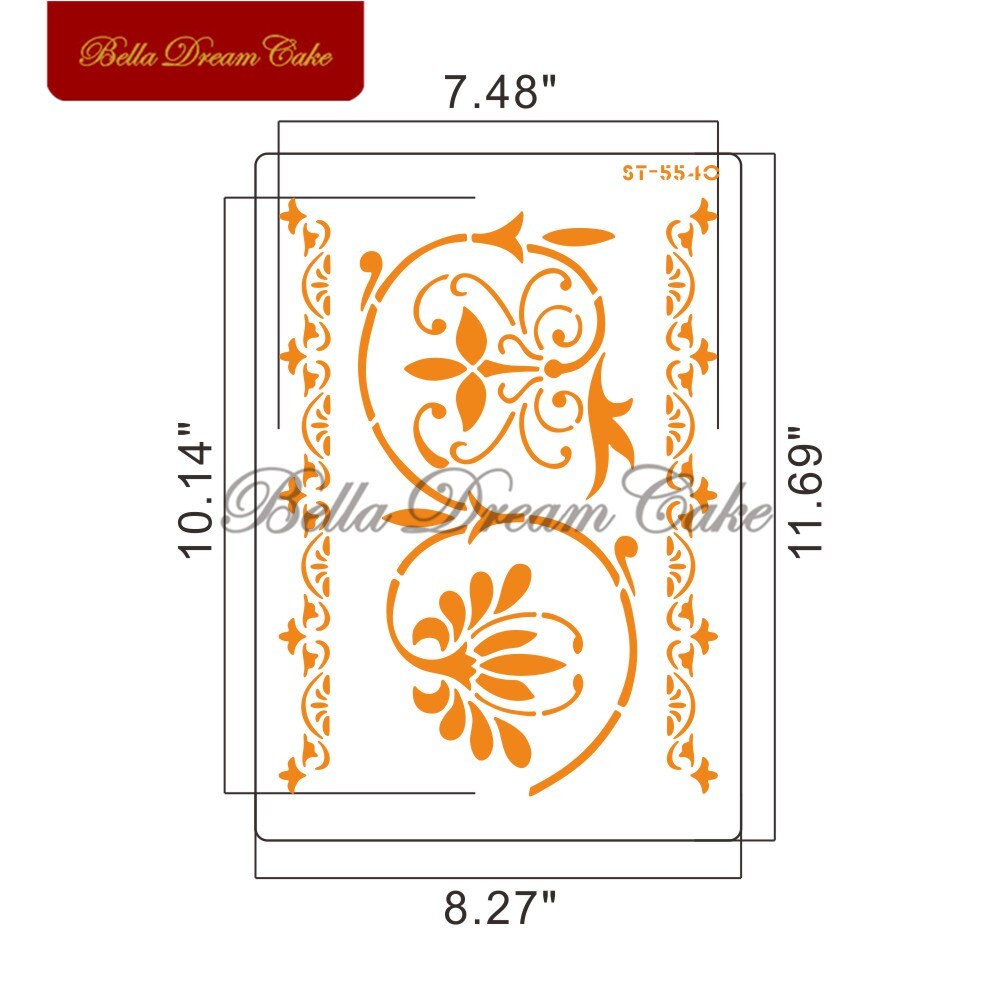 Flower Leaf Pattern Cake Stencil Plastic Layering Stencils DIY Scrapbooking Drawing Stencils Christmas Home Decoration Template: ST-5540