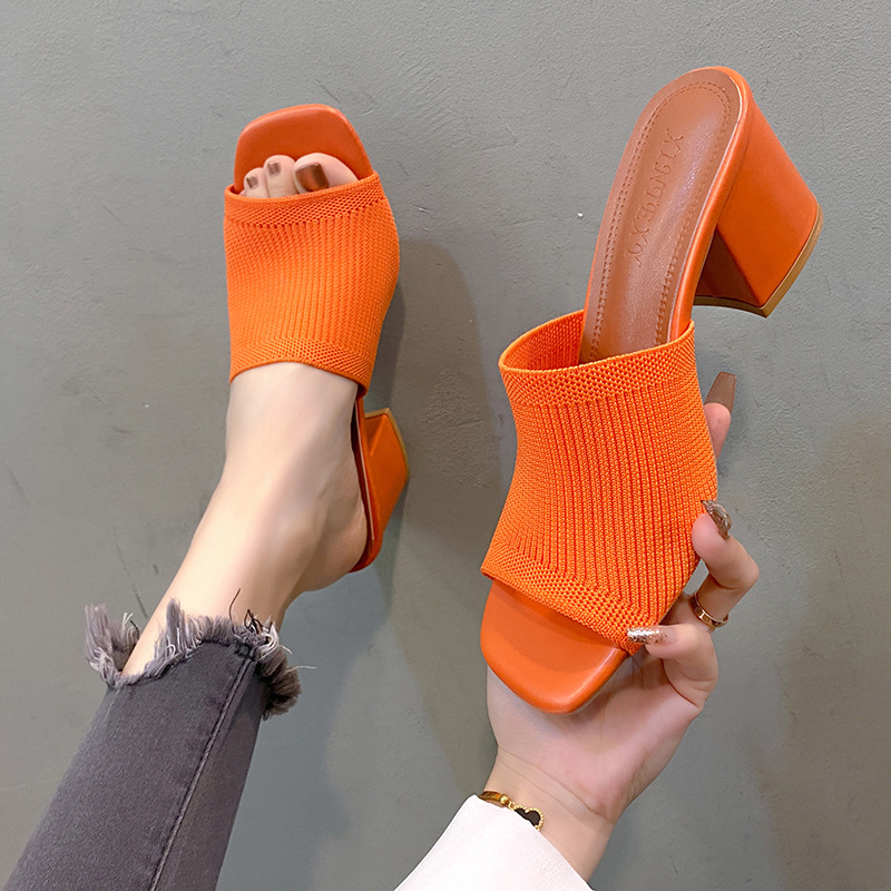 Sandalias de mujer, zapatillas de verano de lujo para exteriores, informales, talla 42, zapatos de mujer, tacones altos con punta abierta suave, sandalias negras