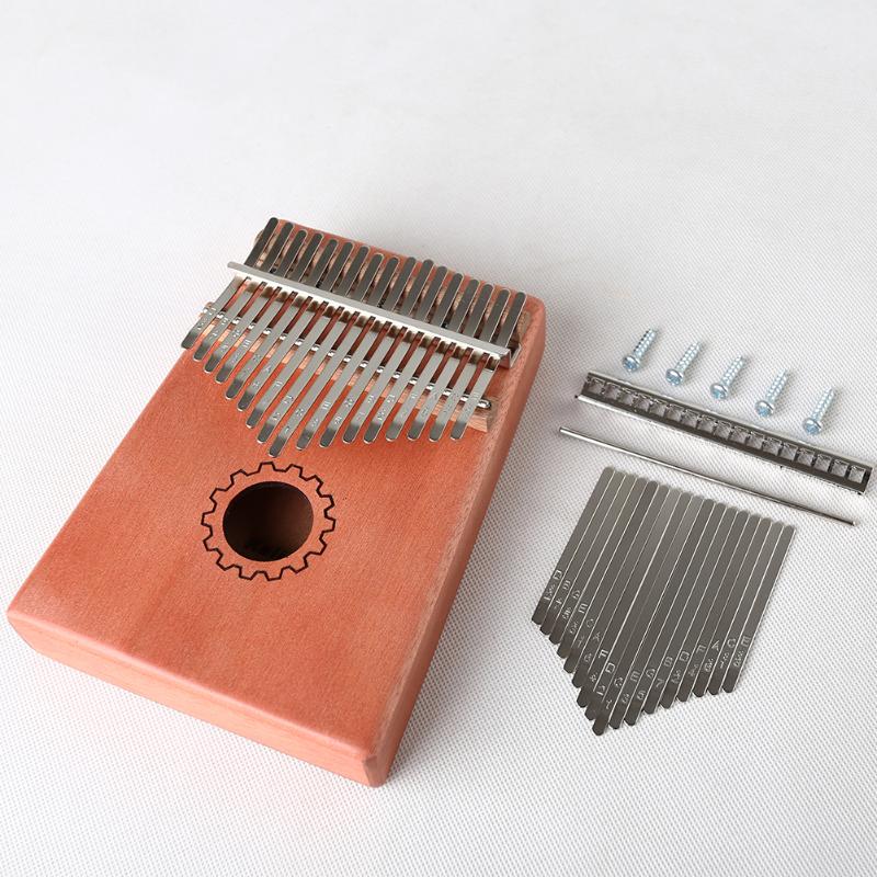 Juego de 17 teclas Kalimba DIY Durable pulgar Piano acero llave madera puente Shrapnel Lettering teclado Accesorios para Instrumentos Musicales
