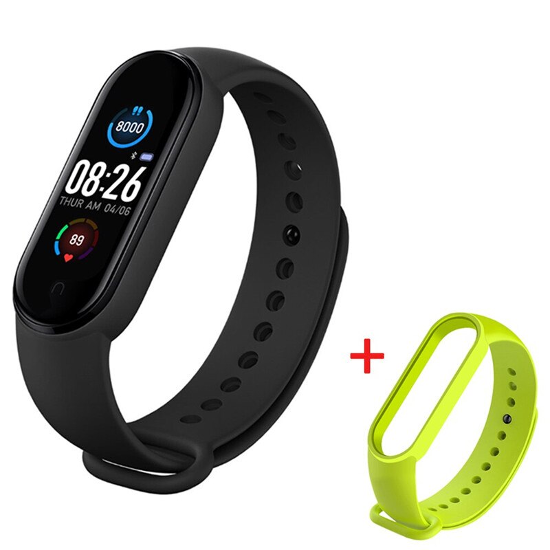 M5 Smart Watches Bluetooth Bracelet Sport Fitness Tracker Pedometer Heart Rate Monitor SmartBand Wristband for Android IOS: add green strap