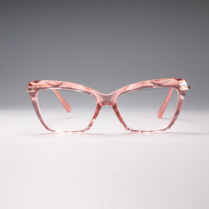 H45591 Diamond style frame Square Glasses Frames Women Optical Computer Glasses: C1 PinkRed