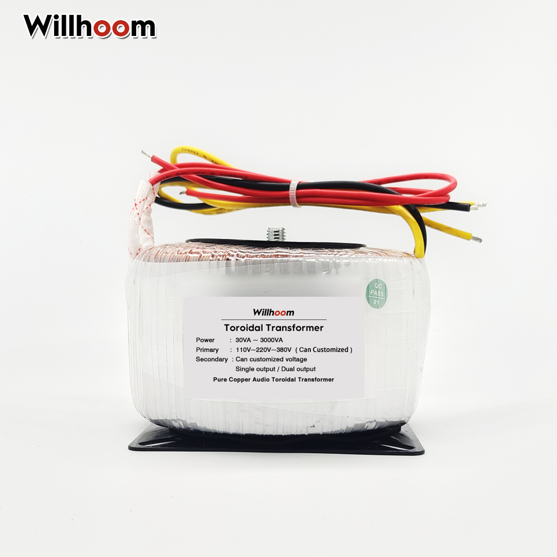 Transformador toroidal 50w, saída dupla, 3 fios, 9v-0-9v/12v-0-12v/24v-0-24v, fio de cobre, amplificador de áudio, entrada 220v 110v, núcleo de anel