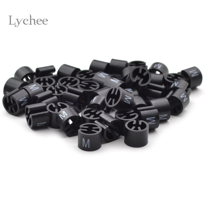 Lychee life 100 stykker sort bøjle sizer tøjmærker markører størrelsesdeler størrelsesmarkør til bøjler xxs -4xl trykt: M