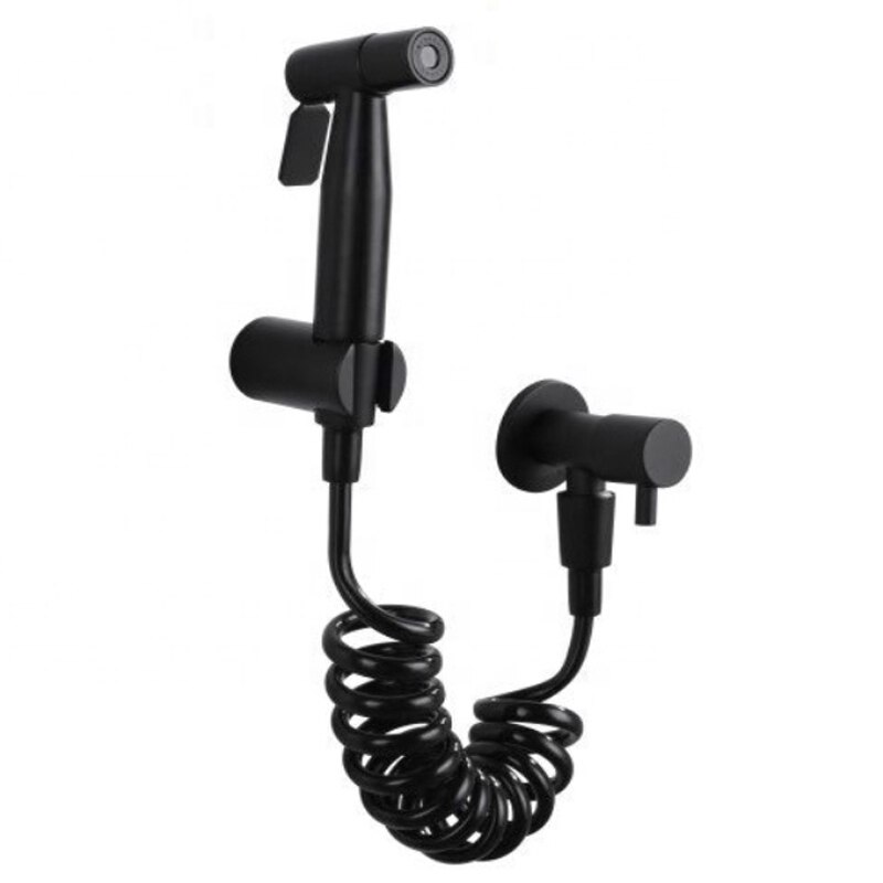Ecofresh Bidets Zwart Badkamer Bidet Wc Kraan Bidet Koud Water Hygiënische Douche Moslim Douche Enkel Gat Draagbare Spuit: Model 3 spring hose