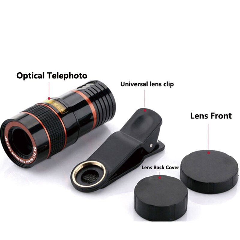 Matcheasy Universal 12X Zoom Telescope Lens Magnifier Clip on Binocular Photography for Cellphone SmartPhone Black Mobile Phone