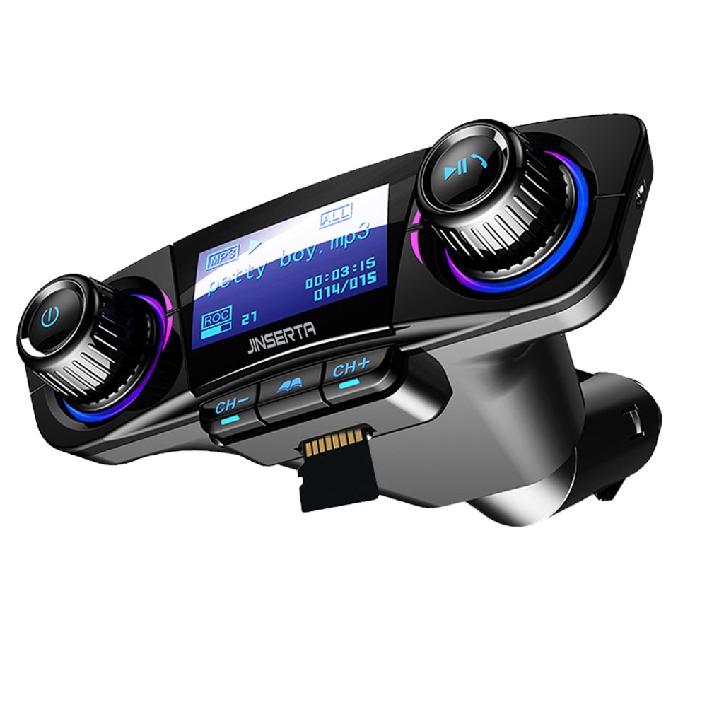 Power ON OFF Bluetooth 5.0 FM Transmitter Modulator Handsfree Car Kit TF USB Music AUX Audio MP3 Player