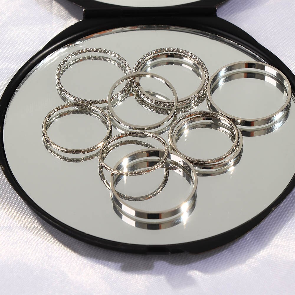 10 Stks/set Koreaanse Versie Joint Ring Tij Combinatie Staart Ringen Verschillende Grootte Van 1.4Cm-1.8Cm