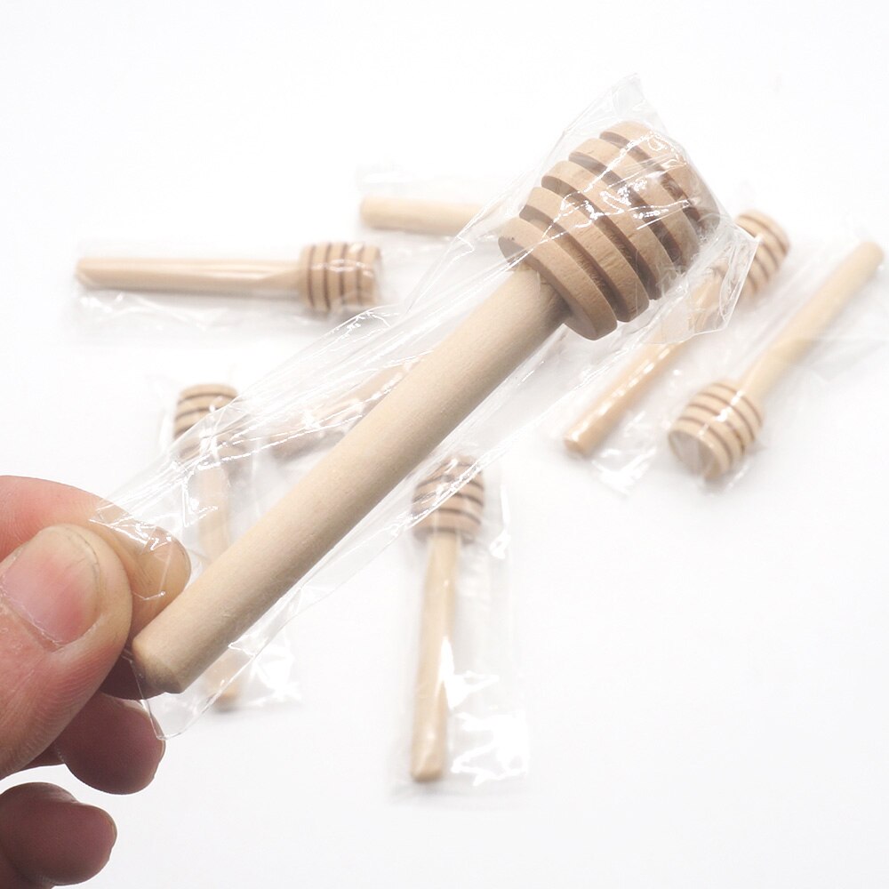 20/50/100 Pack 10Cm Lange Handvat Honing Lepel Mengen Stok Dipper Natuurlijke Hout Honing Roer Bar Mengen Handvat pot Lepel