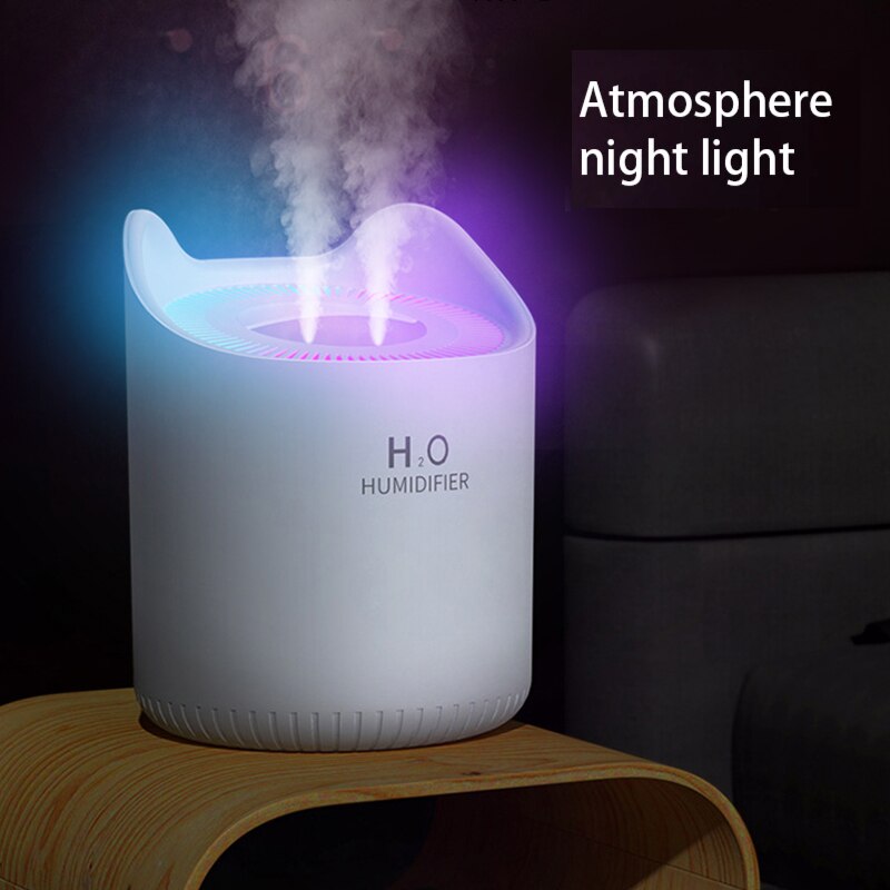 4.5l luftfukter dobbel dyse med uv steriliseringslampe lys usb ultralyd luftfukter aroma diffuser