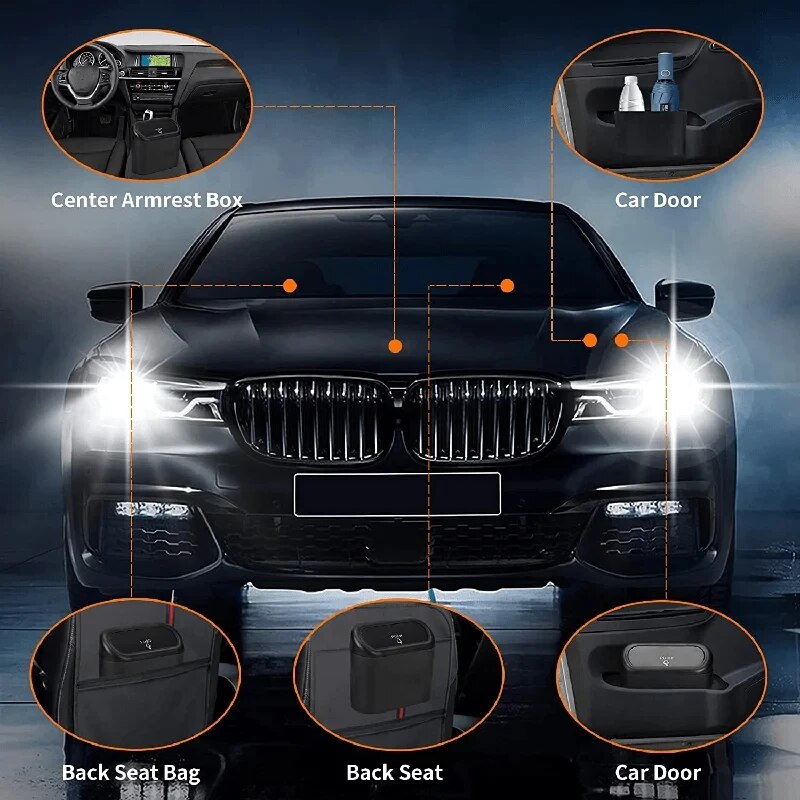 EvaluCar-Poubelle à clapet universelle pour véhicule, poubelle à presser carrée, boîte de rangement, poubelle à poussière, ABS noir, 6P