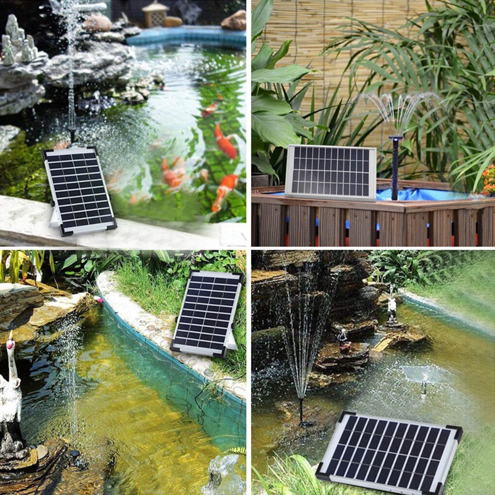 Solar Powered Pool Fountain Outdoor Patio Courtyard Pond Swimming Pool Water Sprinkler with 6 Nozzles