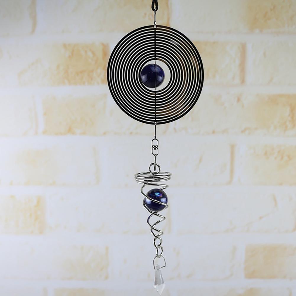 Carré losange rotatif métal spirale queue boule vent carillon pendentif décor à la maison