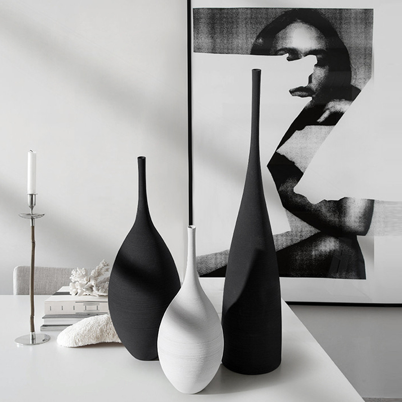 Ceramic Vase Black and White Simple Handmade Art D... – Vicedeal