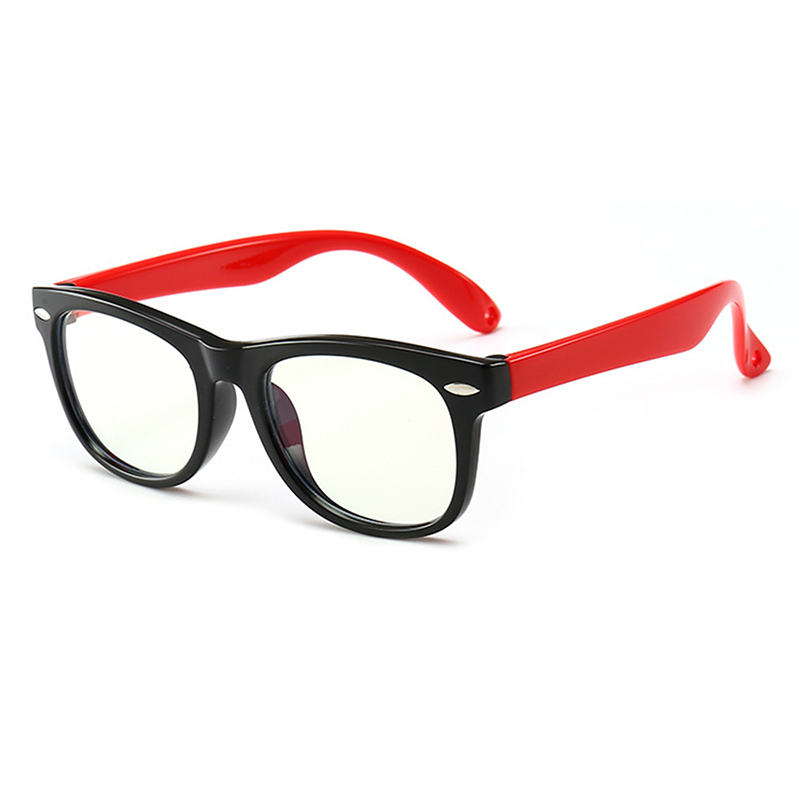 Maxjuli Kinderen Vierkante Blauw Licht Blokkeren Glazen Optische Frame Kind Jongen Meisje Computer Anti Reflecterende Brillen 6612: C4 black red
